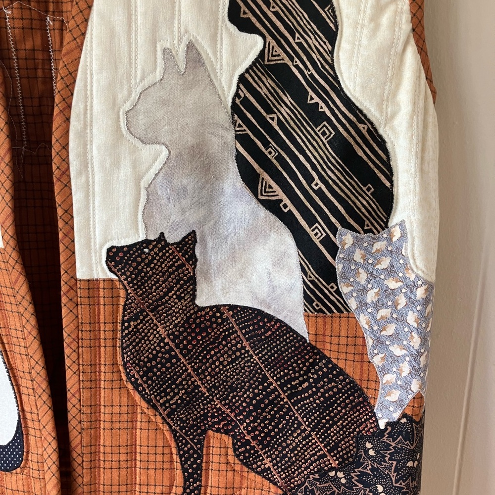 Quilted Cat Vest Women Large Shirley Stephenson Designs Feline Grandma Cottage - Picture 6 of 8